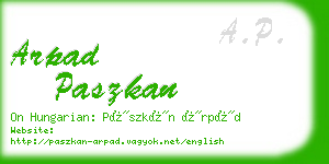 arpad paszkan business card